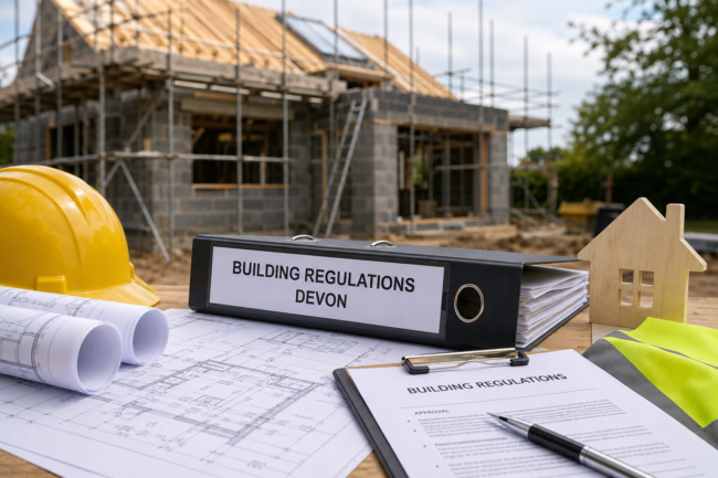 Home extension project requiring building regulations approval in Devon